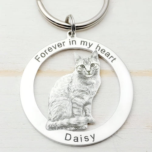 MemoryTag™ Personalized Photo Keyring — Custom Pet Portrait Keychain
