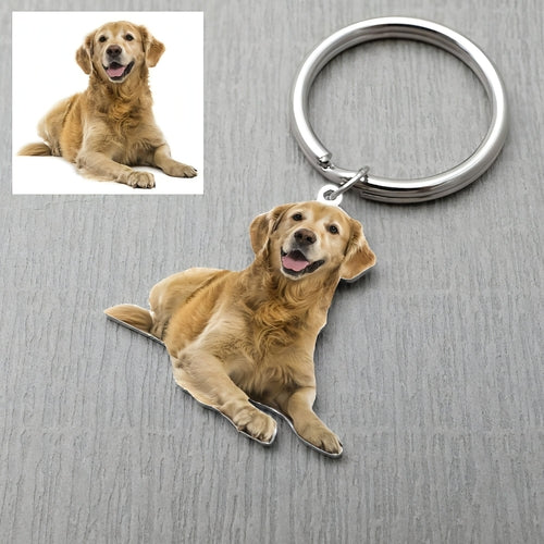 MemoryTag™ Personalized Photo Keyring — Custom Pet Portrait Keychain